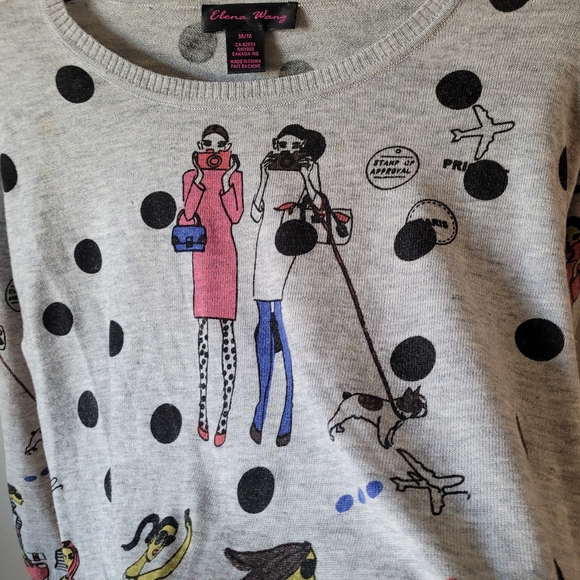 Y2k polkadot art girl print sweater - Picture 3 of 10